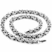 Byzantijnse ketting of armband van roestvrij staal, zilverkleurig.