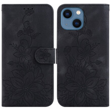 iPhone 13 PU lederen flip wallet hoesje zwart 6,1 inch