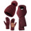 Set composto da cappello, sciarpa e guanti in maglia, colore rosso, foderato in pile, touchscreen. 1