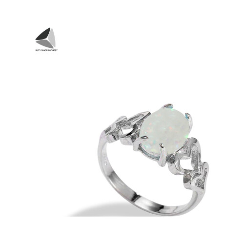 Oval White Opal Ring 925 Sterling Silver Size 10 2