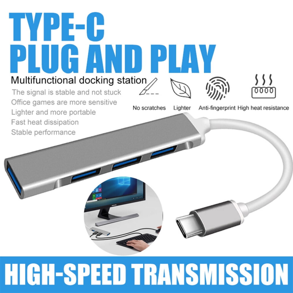 Usb-C To 4-Port Usb 3.0 Hub With 4K Hdmi Output 9180435642929