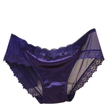 Silk satin seamless lace briefs women's breathable underwear