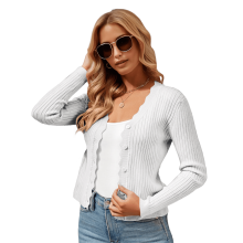 Women's V-Neck Long Sleeve Button-Down Cardigan Sweater