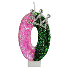 Witch Birthday Candle with Green Number and Glitter Cake