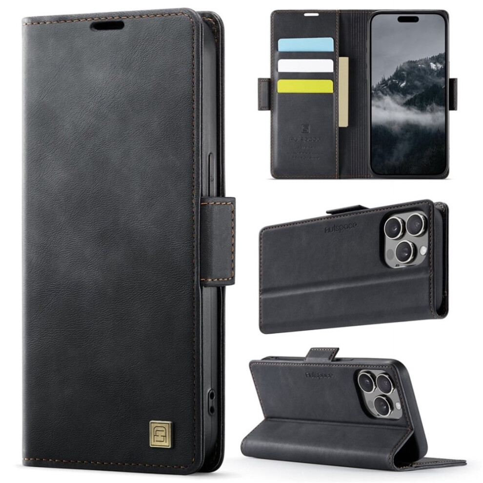 Magnetic Wallet Phone Case For Iphone 14 Pro Black 9087558913182