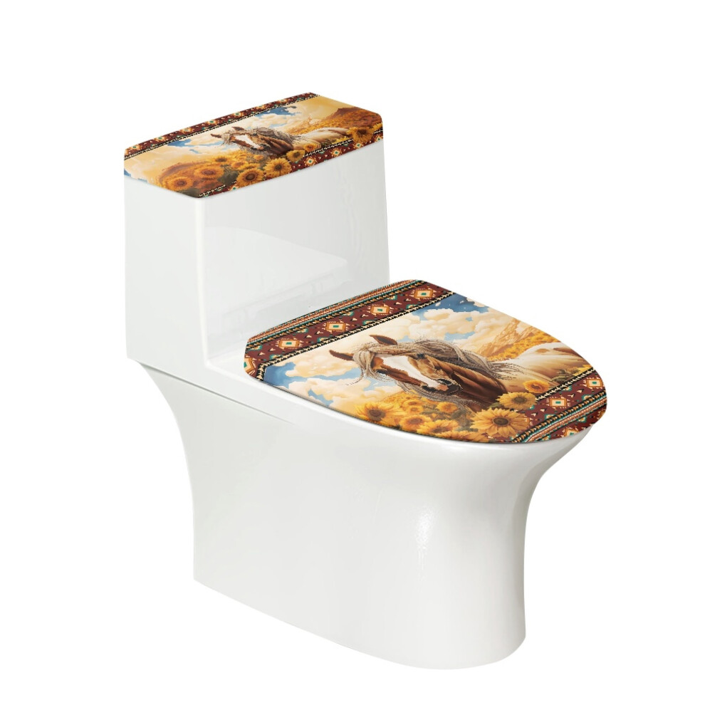 Aztec Southwest Toilet Dust Cover Set Sunflower Horse 9087558899042