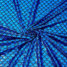Tissu à écailles de sirène bleu pailleté hologramme 99 x 150 cm