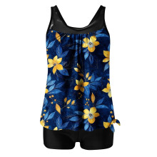 Maiô tankini feminino de duas peças com estampa floral e