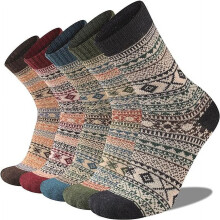 Men's Wool Socks Thermal Winter Thick Crew 5 Pairs
