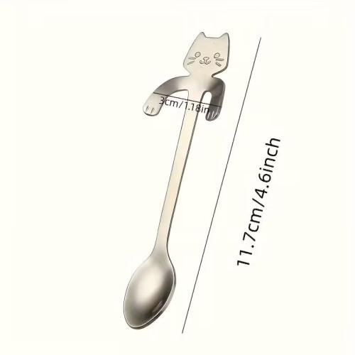 Stainless Steel Cat-Shaped Coffee Spoon 1 Piece