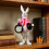Easter Bunny Figurine with Pocket Watch Table Clock 1