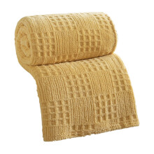 Yellow Waffle Jacquard Blanket 70 x 100 cm Lightweight Soft