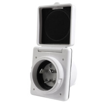 30A Flanged Power Inlet 125V White with Cover