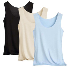Nahtloses, ärmelloses Damen-Unterhemd, Blau, Größe 4XL, 3-teilig