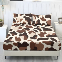 Twin Bed Sheet Set Animal Print 3-Piece Brown Beige