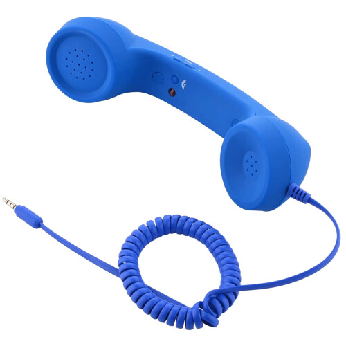 Retro 3.5mm Telephone Handset Mic Speaker Blue
