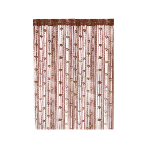 Rose Pattern String Curtain Coffee 1m x 2m 1