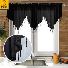 Beaded Triangle Sheer Valance Curtains Rod Pocket 51x24