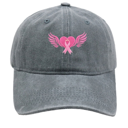 Baseball Cap Breast Cancer Awareness Vintage Washed Grey