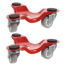 Chariot de manutention rouge en métal avec roulettes pivotantes, 3 roues, 2 pièces