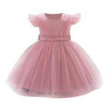 Baby Tutu Kjole Sommer Kortærmet Flagrende Ærmer Mesh Sløjfe