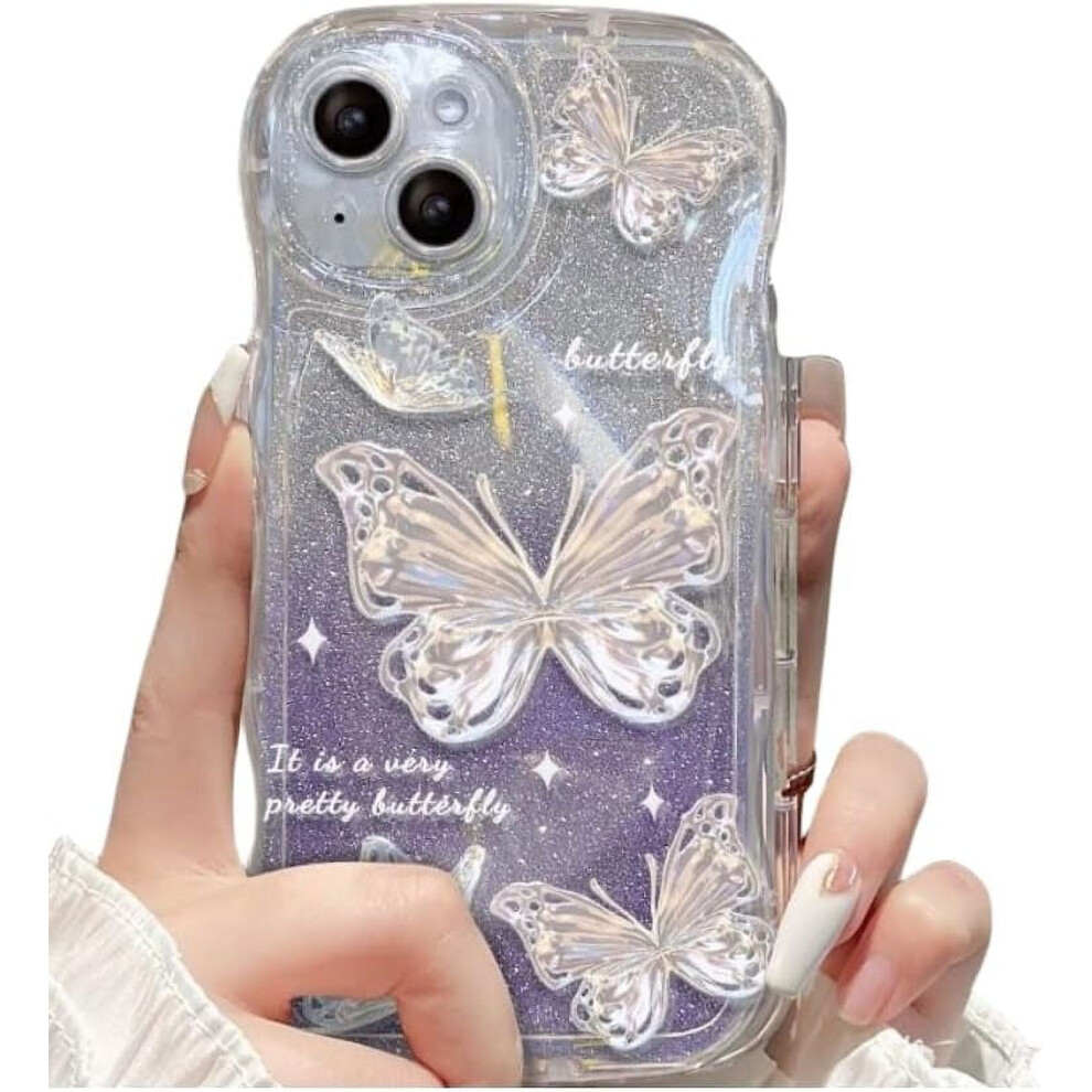Wave Curl Butterfly Phone Case For Iphone 15 To 7 With 9087558904388