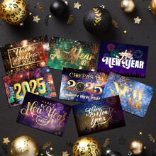 New Year Greeting Cards with Envelopes and Stickers 12 pcs