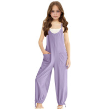 Girls Casual Jumpsuit Spaghetti Strap Sleeveless Loose