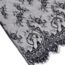 Black Floral Polyester Lace Fabric 3.3 Yards 44 Inch Wide