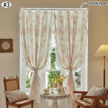 Vintage Rustic Farmhouse Curtains Floral Print 2-Piece