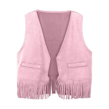 Kids Western Cowboy Vest with Fringe and Tassels Pink Size