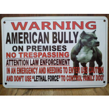 Varo koiraa -metallikyltti, American Bully, 8x12 tuumaa