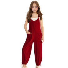 Girls Casual Jumpsuit Spaghetti Strap Sleeveless Loose