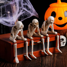 Lot de 3 figurines squelettes en résine à poser sur une étagère
