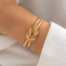 Hip-Hop Snake Chain Necklace Bracelet 18K Gold Plated