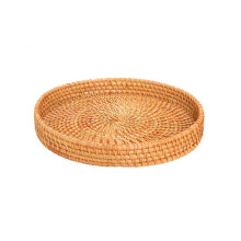 Rund rottingbricka dekorativ soffbordbricka 1 st