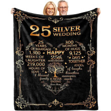 25th Anniversary Blanket Silver Wedding Gift 40x50 inch