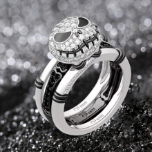 Halloween Black and White Zircon Ring Unisex