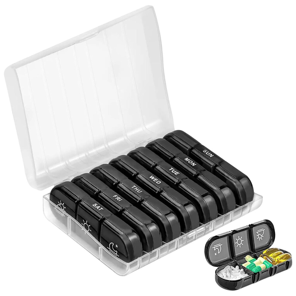 Pill Organizer Box Plastic 21 Compartments Daily