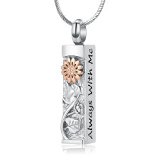 Sunflower urn necklace for ashes, stainless steel, 1 piece