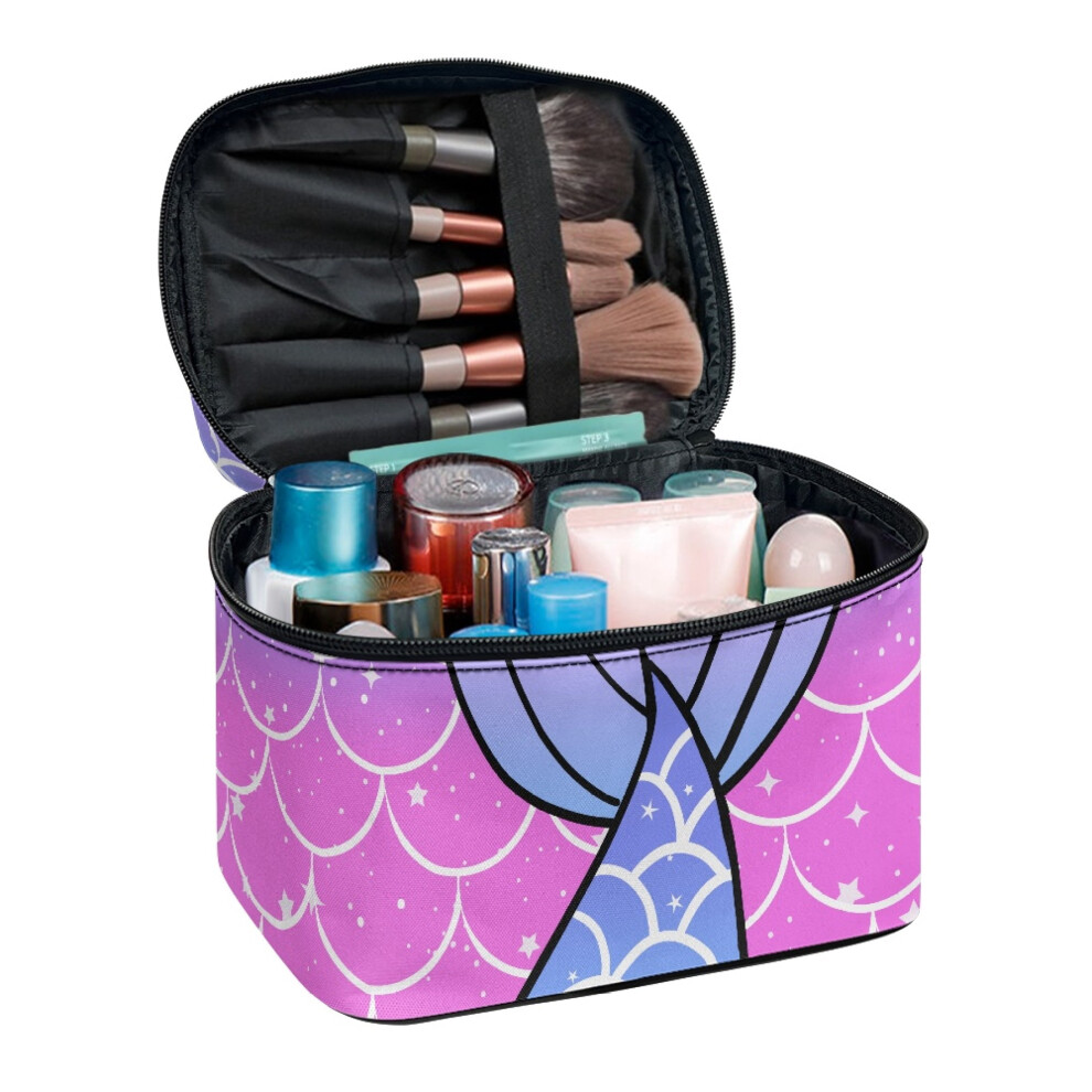 Cosmetic Makeup Bag Mermaid Pattern Portable Light Polyester