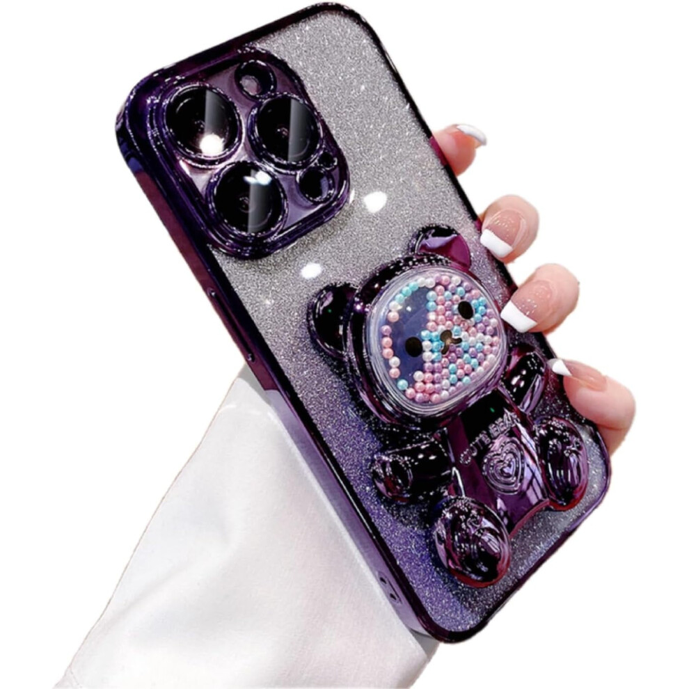 Glitter Bead Bear Phone Case Silicone Stand Iphone 14ÂSe 9558830556163