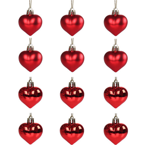 Palline di Natale a forma di cuore, 12 pezzi