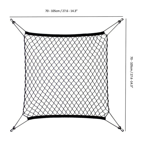 Elastisk bagagerumsnet 70x70cm nylonopbevaringsnet med 2