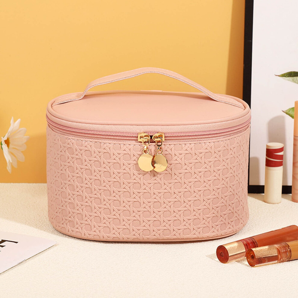 Leather Cosmetic Storage Bag with Zipper Large Capacity