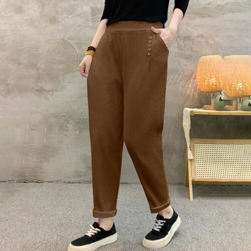Women's Plus Size High Waisted Casual Pants Soft Cotton