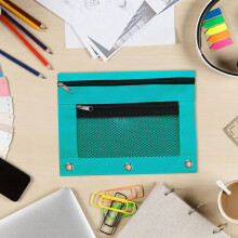 Trousse à crayons transparente en PVC avec fermeture éclair et 3 trous détachables
