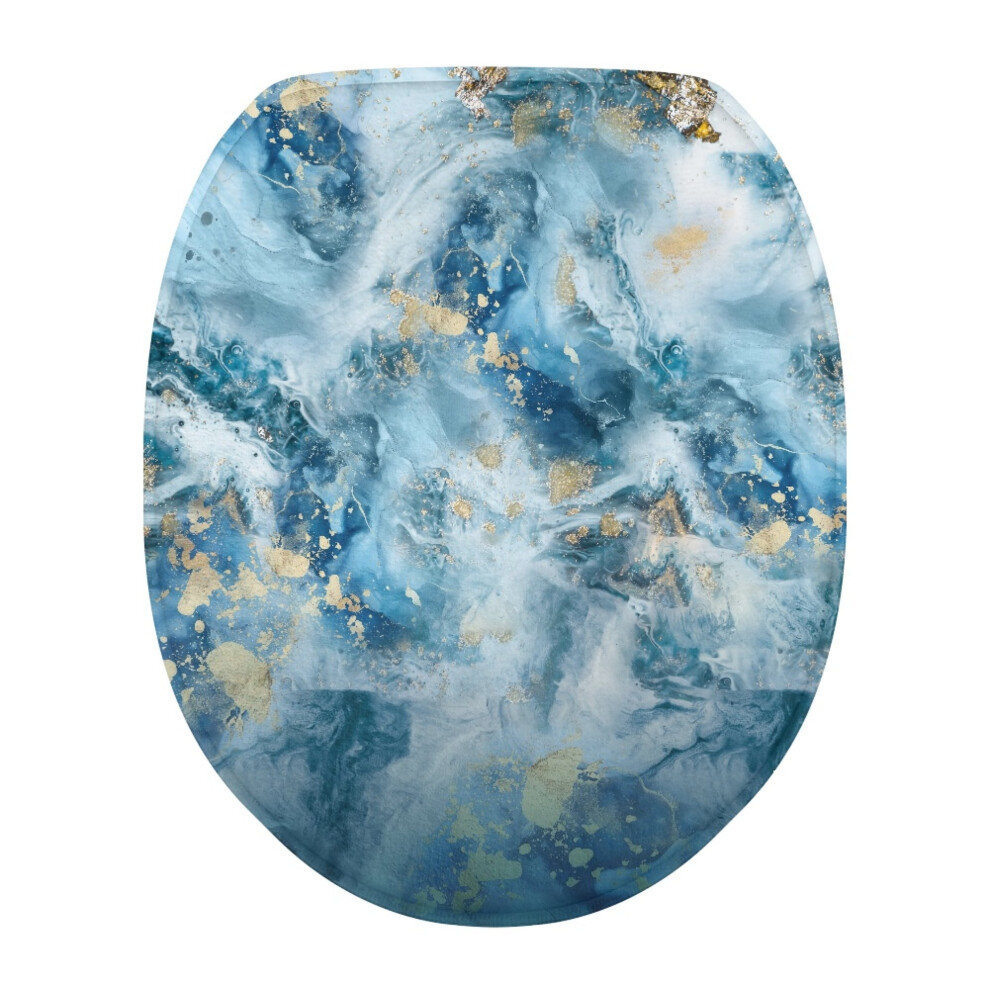 Blue Marble Flannel Toilet Cover With Elastic Edge 9023022327567