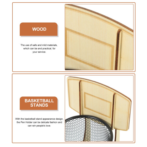 Set di portamatite in legno a tema basket 1
