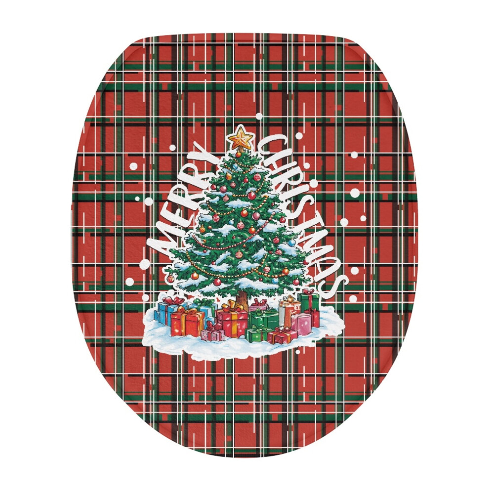 Christmas Tree Flannel Toilet Cover With Stretch Edges For 9023022325143